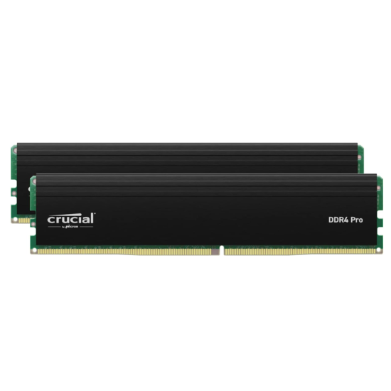 Crucial Pro 64GB Kit (2x32GB) DDR4-3200 UDIMM Desktop Memory - Black (CP2K32G4DFRA32A) Crucial Pro 64GB Kit (2x32GB) DDR4-3200 UDIMM Desktop Memory - Black (CP2K32G4DFRA32A)