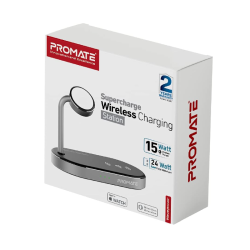Promate Aluminum Wireless Charger Stand, Multi-Device Charging Station with Qi-Certified 15W Fast Charging Pad, 24W SuperCharge USB Port and 5W MFi Certified Apple Watch Charger, WavePower Promate Aluminum Wireless Charger Stand, Multi-Device Charging Station with Qi-Certified 15W Fast Charging Pad, 24W SuperCharge USB Port and 5W MFi Certified Apple Watch Charger, WavePower