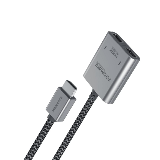 Promate HDMI Splitter Cable, Ultra HD 4k 60Hz HDMI Adapter Converter with Dual HDMI Ports, Compact Design and 100cm Nylon Braided Cord for MacBook Pro, MacBook Air, PS5, MediaSplit-H2 Promate HDMI Splitter Cable, Ultra HD 4k 60Hz HDMI Adapter Converter with Dual HDMI Ports, Compact Design and 100cm Nylon Braided Cord for MacBook Pro, MacBook Air, PS5, MediaSplit-H2