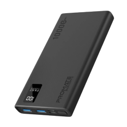 PROMATE Bolt-10Pro Compact Smart Charging Dual USB-A+USB-C Output 10000mAh Power Bank - Black PROMATE Bolt-10Pro Compact Smart Charging Dual USB-A+USB-C Output 10000mAh Power Bank - Black