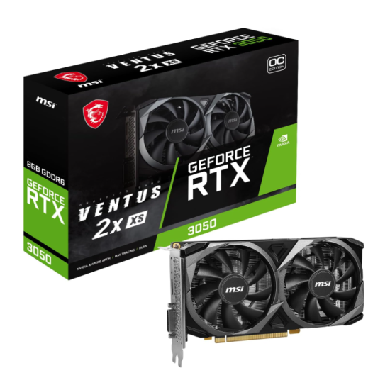 MSI Gaming GeForce RTX 3050 8GB GDRR6 128-Bit HDMI/DP PCIe 4 Torx Twin Fans Ampere OC Graphics Card (RTX 3050 Ventus 2X XS 8G OC) MSI Gaming GeForce RTX 3050 8GB GDRR6 128-Bit HDMI/DP PCIe 4 Torx Twin Fans Ampere OC Graphics Card (RTX 3050 Ventus 2X XS 8G OC)