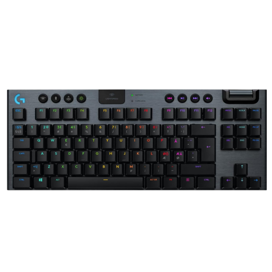 Logitech G915 TKL Tenkeyless LIGHTSPEED Wireless RGB Mechanical Gaming Keyboard,Tactile switches,Low Profile Switch Options, LIGHTSYNC RGB, Advanced Wireless and Bluetooth Support - Black Logitech G915 TKL Tenkeyless LIGHTSPEED Wireless RGB Mechanical Gaming Keyboard,Tactile switches,Low Profile Switch Options, LIGHTSYNC RGB, Advanced Wireless and Bluetooth Support - Black