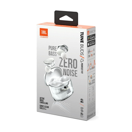 JBL Tune Buds True Wireless Noise Cancellling Earbuds, Pure Bass Sound, Bluetooth 5.3, LE Audio, Smart Ambient, 4-Mic Technology, 48H Battery, Water and Dust Resistant - Ghost White, JBLTBUDSGWHT JBL Tune Buds True Wireless Noise Cancellling Earbuds, Pure Bass Sound, Bluetooth 5.3, LE Audio, Smart Ambient, 4-Mic Technology, 48H Battery, Water and Dust Resistant - Ghost White, JBLTBUDSGWHT