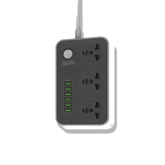 SIA ENDURING POWER STRIP 6 USB-A & 3 POWER SOCKETS - Black/White (SI-PS001G) SIA ENDURING POWER STRIP 6 USB-A & 3 POWER SOCKETS - Black/White (SI-PS001G)