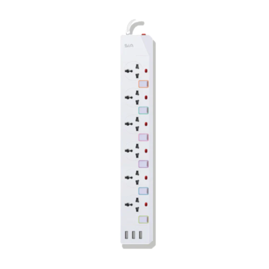 SIA ENDURING GEN1 POWER STRIP 2m copper 6 Ways + 3 USB - White (SI-PS003W) SIA ENDURING GEN1 POWER STRIP 2m copper 6 Ways + 3 USB - White (SI-PS003W)