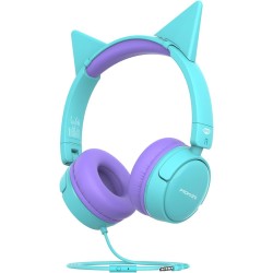 Promate Kids Headphones, On-Ear Foldable Wired Headset With Safe Volume Limited To 85dB, 3.5mm AUX Share-Port, 1.2m Tangle-Free AUX Cord, Detachable Cat Ears And Soft Earmuffs,Jewel Promate Kids Headphones, On-Ear Foldable Wired Headset With Safe Volume Limited To 85dB, 3.5mm AUX Share-Port, 1.2m Tangle-Free AUX Cord, Detachable Cat Ears And Soft Earmuffs,Jewel