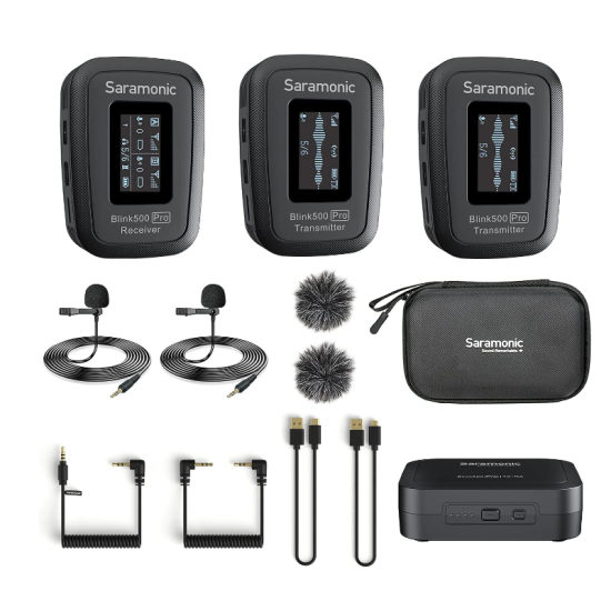 Saramonic Blink500 Pro B2 Mini Dual-Channel Stereo Wireless Microphone with Charging Case, OLED Display& 3.5mm Headphone Output for DSLR, Mirrorless and Video Cameras, Smartphones, Tablets, Computers Saramonic Blink500 Pro B2 Mini Dual-Channel Stereo Wireless Microphone with Charging Case, OLED Display& 3.5mm Headphone Output for DSLR, Mirrorless and Video Cameras, Smartphones, Tablets, Computers
