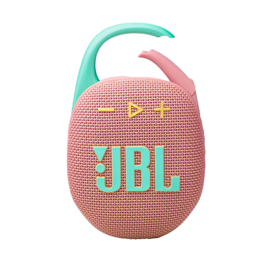 JBL Clip 5 - Ultra-Portable, Waterproof and Dustproof Bluetooth Speaker, Integrated Carabiner, Up to 12 Hours of Play, Made in Part with Recycled Materials (Pink) JBL Clip 5 - Ultra-Portable, Waterproof and Dustproof Bluetooth Speaker, Integrated Carabiner, Up to 12 Hours of Play, Made in Part with Recycled Materials (Pink)