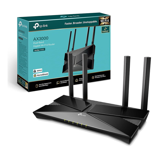 TP-Link Next-Gen Wi-Fi 6 AX3000 Mbps Gigabit Dual Band Wireless Router, OneMesh™ Supported, Dual-Core CPU, HomeShield, Ideal for Gaming Xbox/PS4/Steam, Compatible with Alexa (Archer AX53) TP-Link Next-Gen Wi-Fi 6 AX3000 Mbps Gigabit Dual Band Wireless Router, OneMesh™ Supported, Dual-Core CPU, HomeShield, Ideal for Gaming Xbox/PS4/Steam, Compatible with Alexa (Archer AX53)