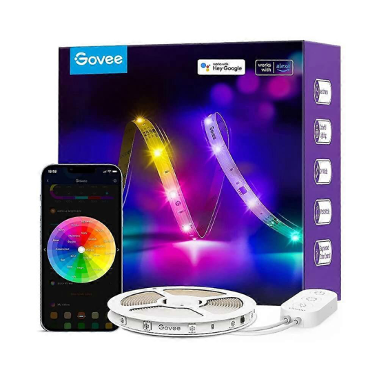 Govee RGBIC Basic Wi-Fi + Bluetooth LED Strip Lights (5 Meter) Model H618A Govee RGBIC Basic Wi-Fi + Bluetooth LED Strip Lights (5 Meter) Model H618A