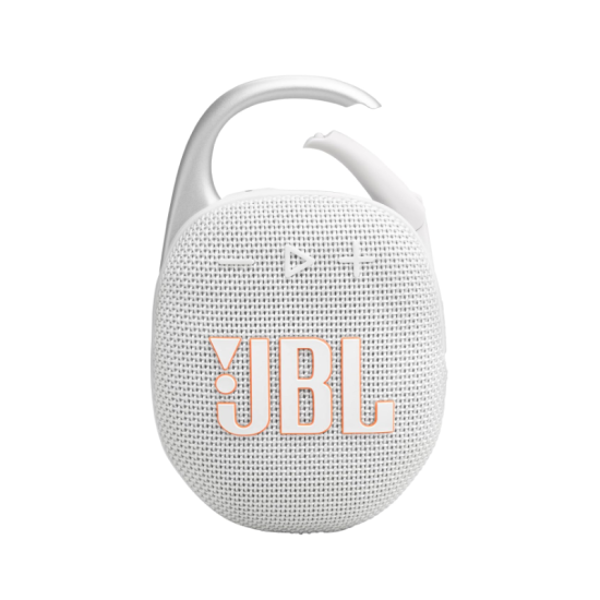 JBL Clip 5 - Ultra-Portable, Waterproof and Dustproof Bluetooth Speaker, Integrated Carabiner, Up to 12 Hours of Play, Made in Part with Recycled Materials (White) JBL Clip 5 - Ultra-Portable, Waterproof and Dustproof Bluetooth Speaker, Integrated Carabiner, Up to 12 Hours of Play, Made in Part with Recycled Materials (White)