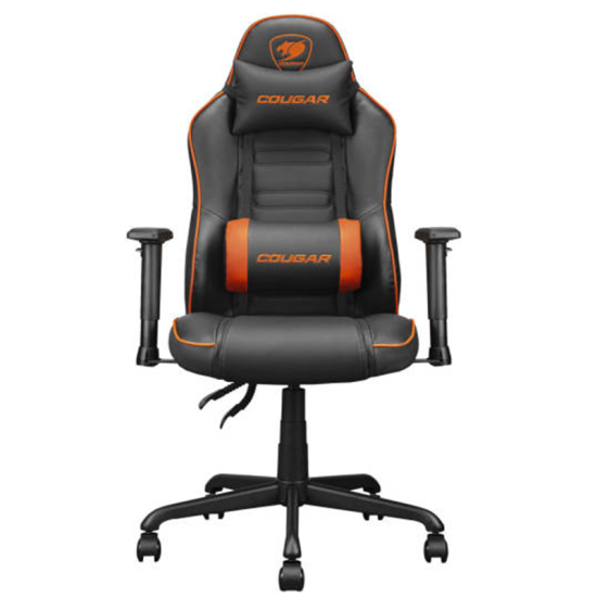 COUGAR Fusion S Ergonomic Gaming Chair, PVC Faux Leather, Metal 5-Star Base, Built-in 3D Curved Lumbar Support, Adjustable Armrest, Class 4 Gas Lift Cylinder, 120 kg, Orange/Black | 3MFSLORB.0001 COUGAR Fusion S Ergonomic Gaming Chair, PVC Faux Leather, Metal 5-Star Base, Built-in 3D Curved Lumbar Support, Adjustable Armrest, Class 4 Gas Lift Cylinder, 120 kg, Orange/Black | 3MFSLORB.0001