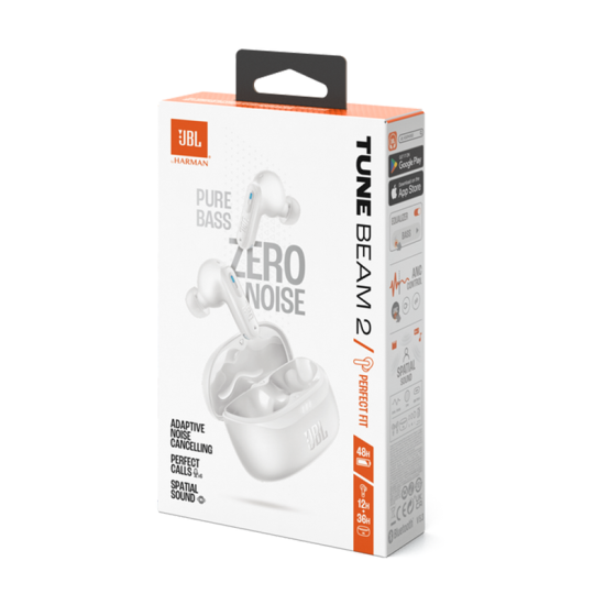 JBL Tune Beam 2 True Wireless Noise Cancelling Earbuds White JBL Tune Beam 2 True Wireless Noise Cancelling Earbuds White