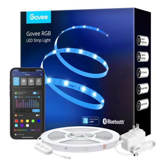 Govee Alexa LED Strips 5m, RGB Smart WiFi LED Room Lights Works with Alexa, Google Assistant and App, 64 Scene and Music Modes for TV, Ceiling and Electronic Game