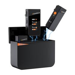 Comica Vimo C3 Wireless Lavalier Microphone System, with Noise Cancellation, Safety Mode, 20H Battery Life Charging Case, Compact Wireless Microphone for DSLR Cameras/iPhone/Vlogging/Live-Streaming