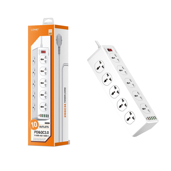 LDNIO SC10610 Power Socket PD 20W Fast Charging Smart Power Strips 10 Universal Standard Charging Power Extension