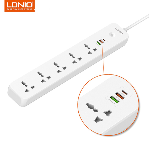 LDNIO SC5319 Multi Socket Extension Lead with 5 AC 3 USB Power Socket Plug Extender 2M