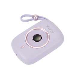 Havit PB5214 Mini Modern Power bank 10000mah PD35W With Built in Type c Cable Purple
