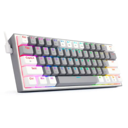 Redragon FIZZ PRO WIRELESS K616-RGB GW MECHANICAL KEYBOARD – 60% – DUST PROOF RED – 430G – USB-C – GRAY/WHITE