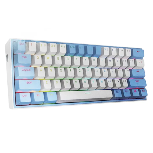 Redragon K617-RGB Fizz White Bule compact 60 mechanical keyboard with red switches RGB lighting full anti-ghosting and USB-C connectivity