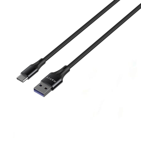HAVIT Super VOOC Flash Charging C-Type Data Sync And Charging 5A,Double Nylon Braided100cm FOR (Oppo R15/RENO/RENO2/RENO2 Z/Reno F/Realme X3/XT,VIVO.ONEPLUS) 1 M Black