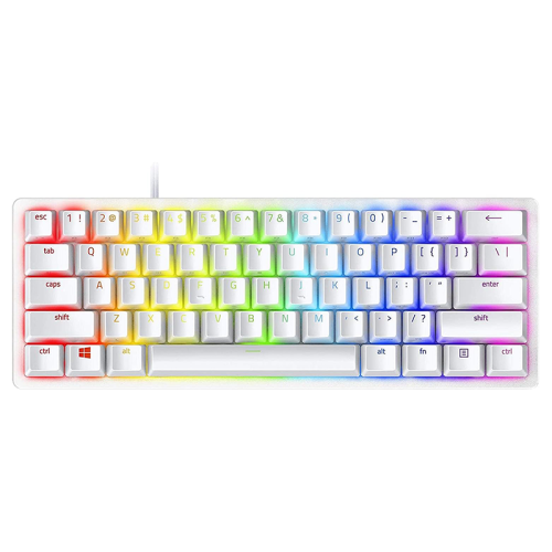 Razer Huntsman Mini (Purple Switch) - 60% Compact Gaming Keyboard (Clicky Optical-Mechanical Switches, Doubleshot PBT Keycaps, Detachable USB-C Cable) US Layout | Mercury White