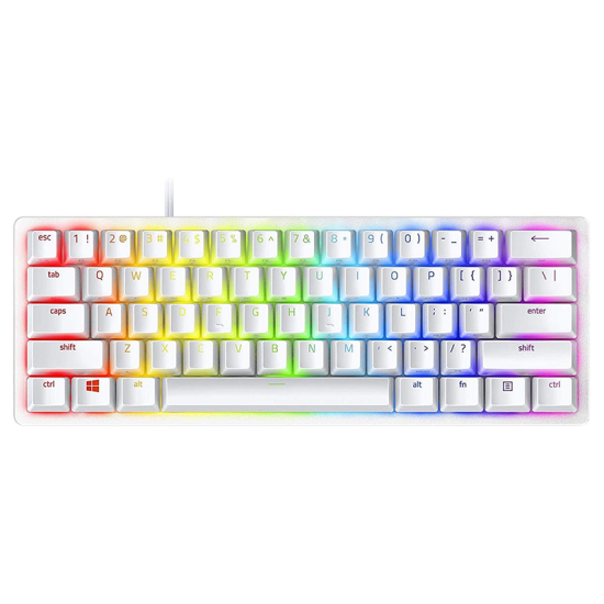 Razer Huntsman Mini (Purple Switch) - 60% Compact Gaming Keyboard (Clicky Optical-Mechanical Switches, Doubleshot PBT Keycaps, Detachable USB-C Cable) US Layout | Mercury White