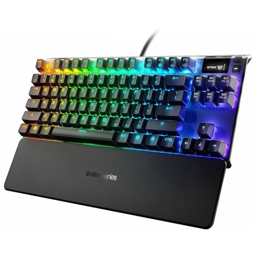 SteelSeries Apex 7 TKL Compact Mechanical Gaming Keyboard, OLED Smart Display, Linear Red Switch and Quiet, RGB Backlit, English US Layout, Black | 64646