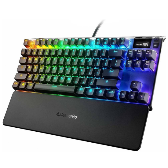 SteelSeries Apex 7 TKL Compact Mechanical Gaming Keyboard, OLED Smart Display, Linear Red Switch and Quiet, RGB Backlit, English US Layout, Black | 64646