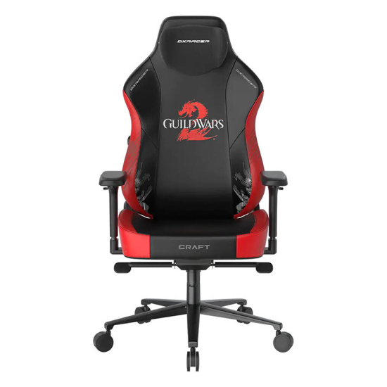 DXRacer Craft Guild Wars 2 Edition Gaming Chairs, 2D Integrated Lumbar Support, 4D Armrests, Class 4 Hydraulics, 90° ~ 135° Back Recline Support, Extra Large Size, Black / Red | GC/XLCF23LTA/GUILDWA
