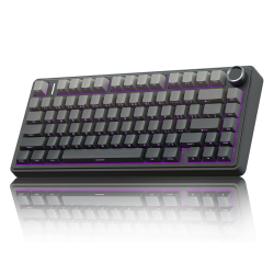 AULA F75 Mechanical Keyboard Gaming, 2.4 GHz/Type-C/BT5.0 Wireless Gaming Keyboard 75 Percent, Side Engraved, Structure of Seal, Hot Swappable Wireless Keyboard RGB (Grey with Colour Gradient)