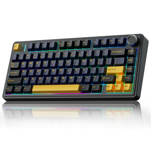 AULA F75 75% Wireless Mechanical Keyboard, Hot Swappable, Pre-Lubricated Gray Wood Switches, RGB Backlit Gaming Keyboard