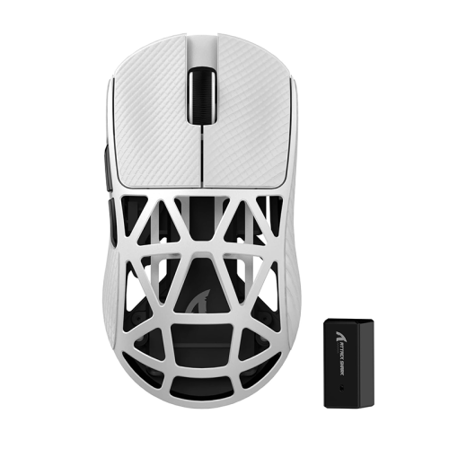 ATTACK SHARK R2 Gaming Mouse, Magnesium Alloy, Wireless, PAW3950, 8000hz, 2.4G/Bluetooth/USB Wired, 42000DPI, 1.6 oz (45 g), Ultra Lightweight, Optical Micro Switch, Coil Cable, Anti-Slip Tape