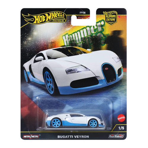 Hot Wheels Premium Car Culture Hammer Drop 1:64 Scale Die-Cast Bugatti Veyron Vehicle with Real Riders Tires & Metal/Metal Body & Chassis