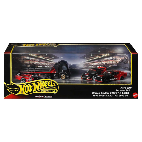 Hot Wheels Premium Collector ADVAN Racing Display Sets, 3 Cars & 1 Transporter