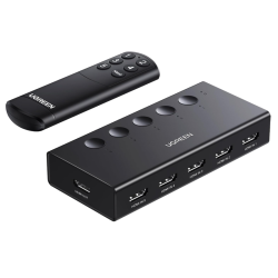 UGREEN HDMI Switch 5 in 1 Out 4K@60Hz, HDMI Splitter with Remote 5 Port Switcher Selector Box Support 3D CEC HDR HDCP2.2 Compatible with PS5/4/3 Xbox Nintendo Switch Roku TV Fire Stick Black 90512