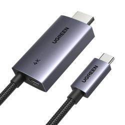 UGREEN 4K@60Hz Unidirectional USB C to HDMI Cable 2M with 100W PD Fast Charging Adapter 2-in-1 Thunderbolt Type C Compatible with iPhone 16 Pro Max, SteamDeck, MacBook, iPad, Galaxy S24, XPS (55330)
