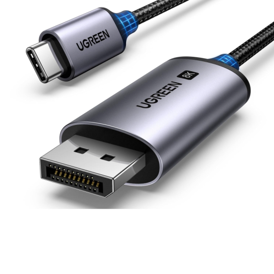 UGREEN USB C to DisplayPort 1.4 Cable 8K@60Hz 4K@240Hz Thunderbolt 4/3 to DisplayPort Cord USB C to DP 1.4 32.4 Gbps Alu Braided Compatible with MacBook Pro/Air, iPad, Mac Mini, Galaxy, XPS 15 3.3FT 25157