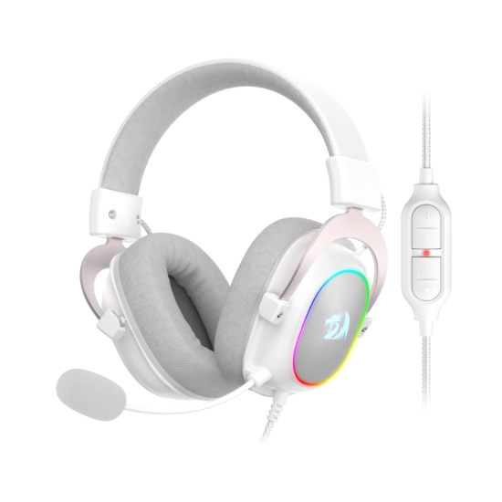 Redragon H510 Zeus-X RGB White Wired Gaming Headset - 7.1 Surround Sound - 53MM Audio Drivers in Memory Foam Ear Pads w/Durable Fabric Cover- Multi Platforms Headphone - USB Powered for PC/PS4/NS (Used)