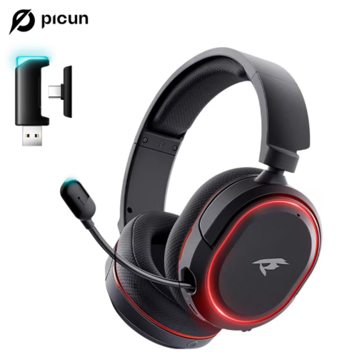 Picun G2 2.4G Wireless Gaming Headset Bluetooth Headphones 5ms Low Latency 7.1 Surround ENC Mic For PC PS4 PS5 Phone Switch