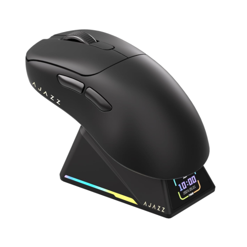 AJAZZ AJ-179 Apex 42000 DPI Magnetic Charging Station with TFT Display Mouse-PAW 3950 Sensor-8K Dongle AJ179 (Black)