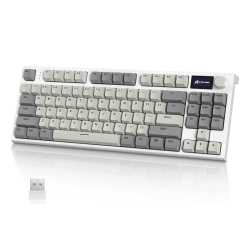 ATTACK SHARK RK86 RGB 75% Wireless Gasket Mechanical Keyboard,Triple Mode Bluetooth5.0/2.4G/USB-C 82 Keys Hot Swappable Gaming Keyboard 4000 mAH Battery w/Knob & 1.2'' HD OLED Display,Linear Switches