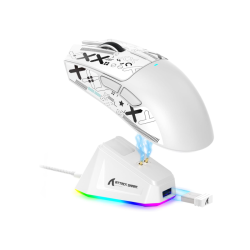 ATTACK SHARK X11 Lightweight Wireless Gaming Mouse with RGB Charging Dock,Tri-Mode-2.4G/USB-C Wired/BT,22K DPI,PAW3311 Optical Sensor,HUYU Switch, 5 programmable Buttons for PC/Mac(White&Sticker)