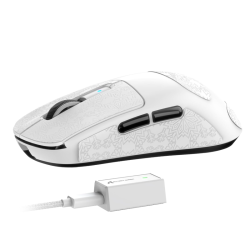 ATTACK SHARK R6 Wireless Gaming Mouse, Tri-Mode Connection, 39 Grams Superlight, PAW3950 42K DPI Sensor, 8K Polling Rate, MCU Nodic 52840, 7 Programmable Buttons, for PC/Mac/Linux/PS - White & Sticker
