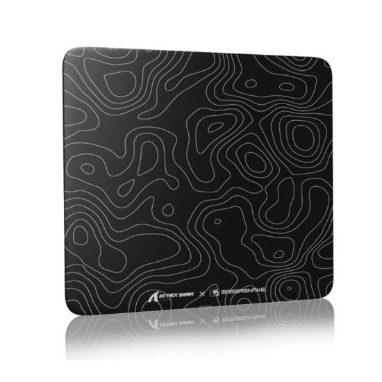 ATTACK SHARK CM05 Glass Gaming Mouse Pad,17.7x15.7 in Large Mouse Mat,Non Slip 9H Hard Mousepads,Nano-Textured Glass Surface with Improved Precision and Speed for FPS/MOBA - Black Contour