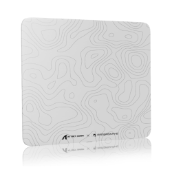 ATTACK SHARK CM05 Glass Gaming Mouse Pad,17.7x15.7 in Large Mouse Mat，Non Slip 9H Hard Mousepads,Nano-Textured Glass Surface with Improved Precision and Speed for FPS Players-White Contour