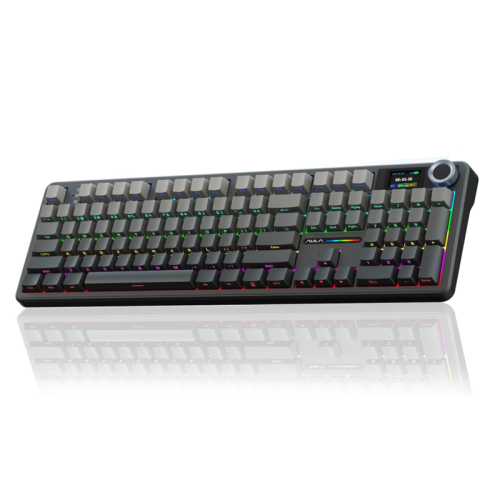AULA F108 PRO - Wireless Mechanical Keyboard with Screen & Knob,Full Size Keyboard with 8000mAh Battery,Pre-lubed Switches,Side Printed PBT Keycaps,RGB Backlit Hot Swappable Custom Gaming Keyboards
