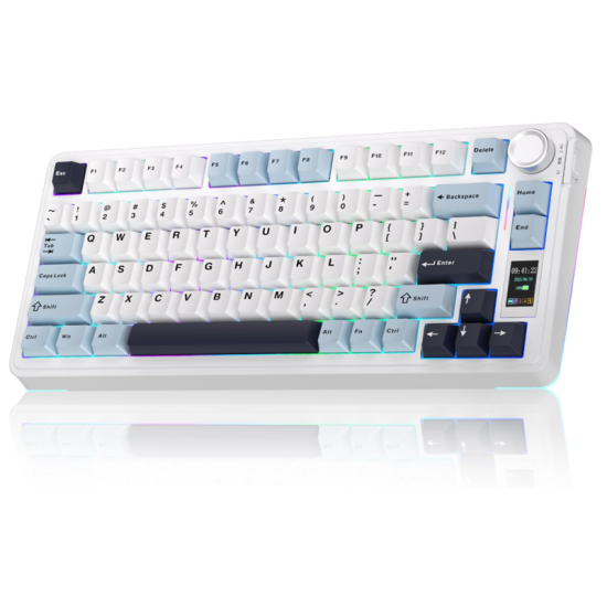 AULA S75 PRO Wireless Mechanical Keyboard with Screen&Knob, 75% Hot Swappable Gaming Keyboard with Pre-lubed Switches, RGB Backlit, PBT Keycaps Creamy Sounding Pc Gaming Keyboards
