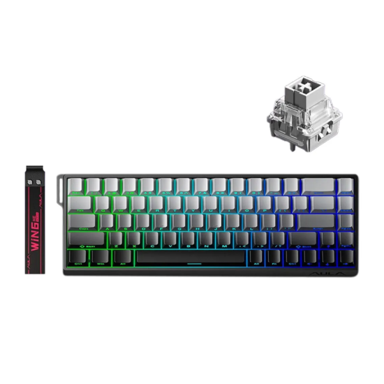 AULA WIN68 HE Mechanical Gaming Keyboard Gradient Gray - Gray Wood Magnetic Switch