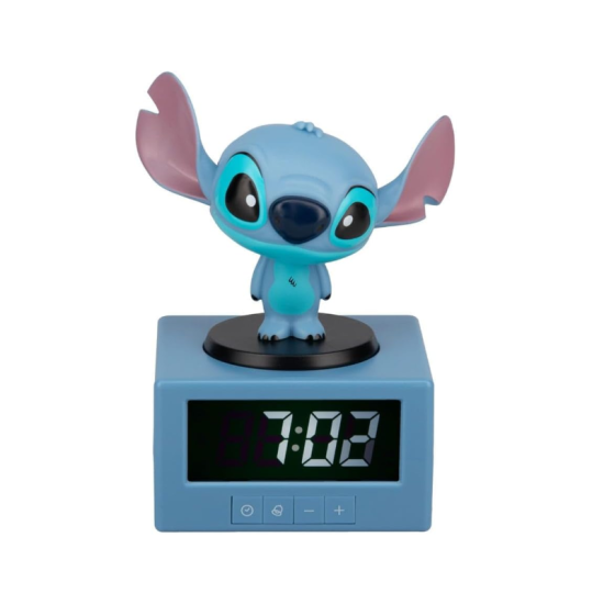 Paladone Stitch Alarm Clock with Night Light and Musical Alarm Official Disney Product 16.5 cm